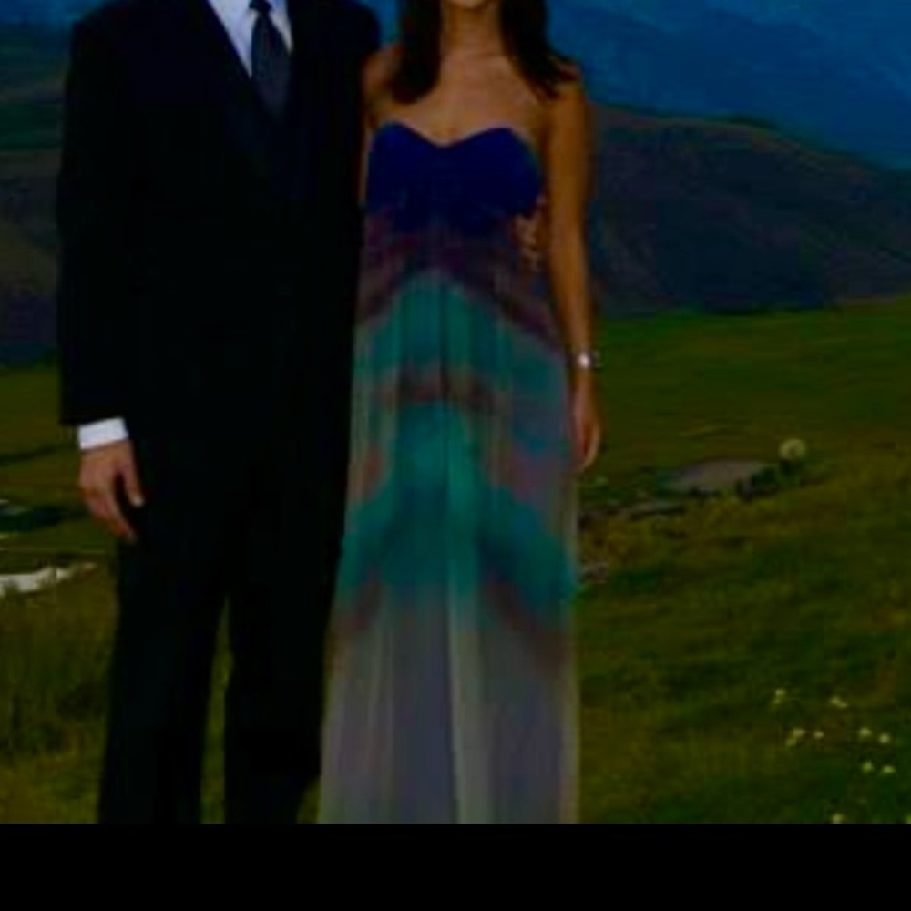 Twelfth St by Cynthia Vincent blue green ombre strapless dress